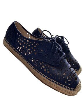 Vince Camuto Navy Laser Cutout Espadrilles Jute Sole & Lace-Up Sneaker 8.5